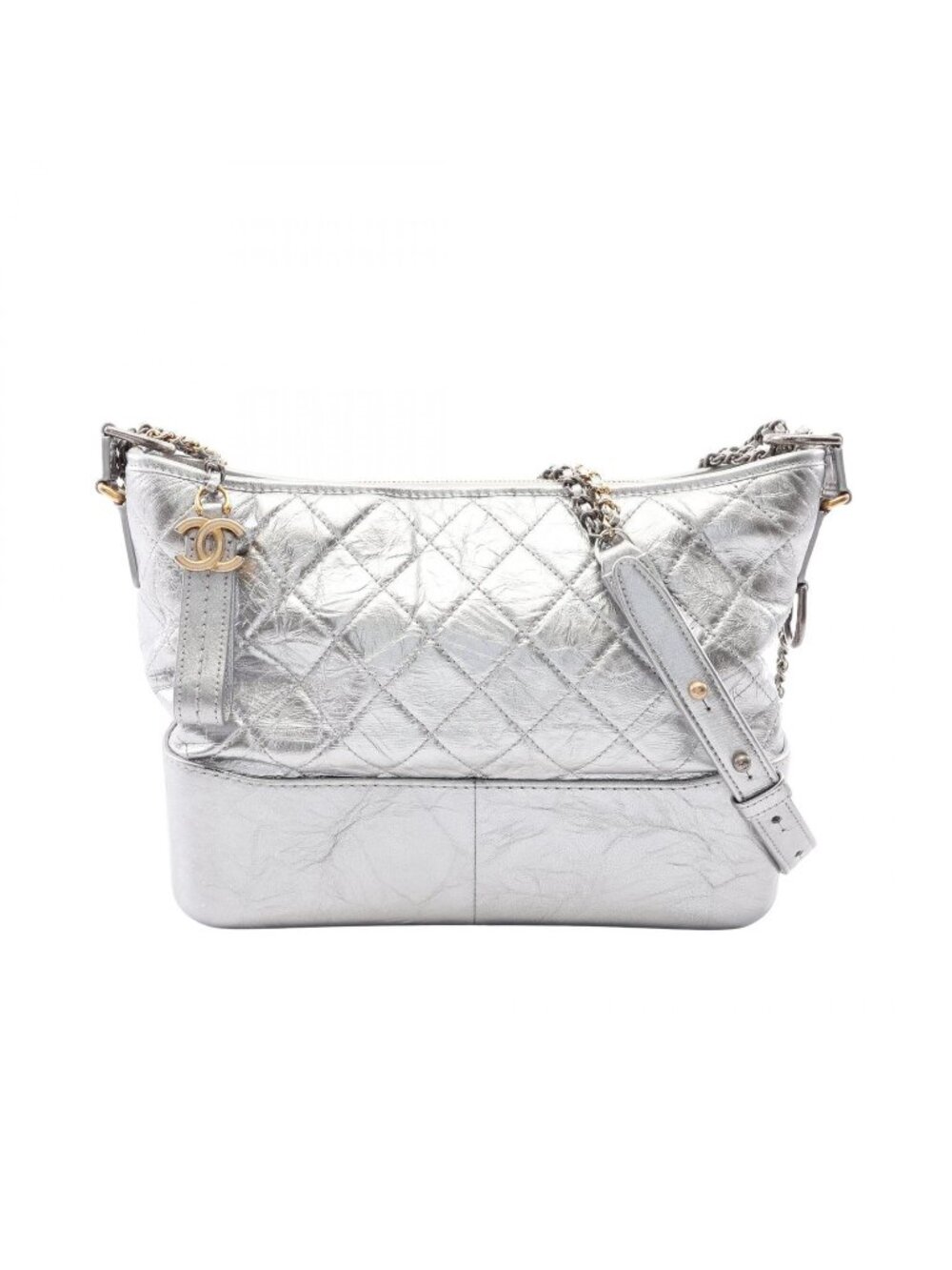 Chanel Shoulder Bag Gabrielle de Chanel Large Hobo Silver Leather Chain